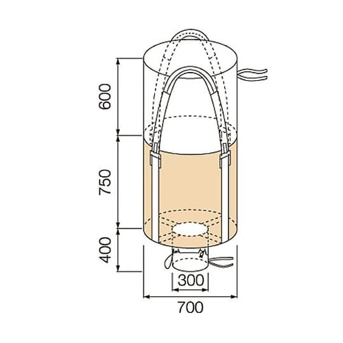 コンテナバッグ 丸型 容量300L 耐荷