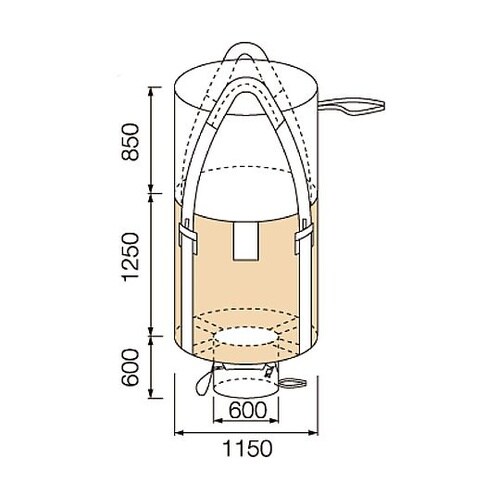 コンテナバッグ 丸型 容量1250L 耐