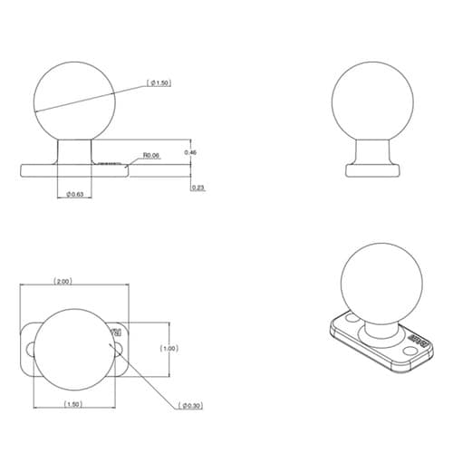 スクエアベース 2穴P1.5inch 1