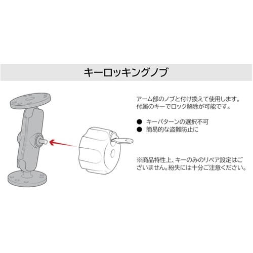 キーロッキングノブ 1インチボール用 R