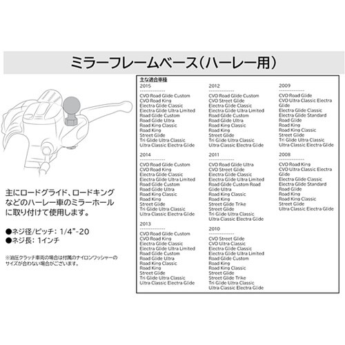 ミラーフレームベース ハーレー用 1 4