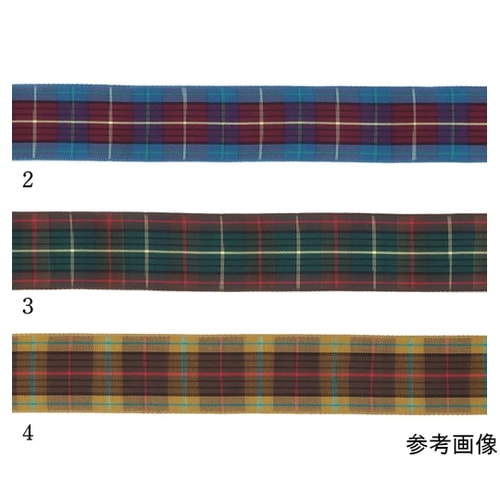チェックリボン 24mm×10m 黄/茶
