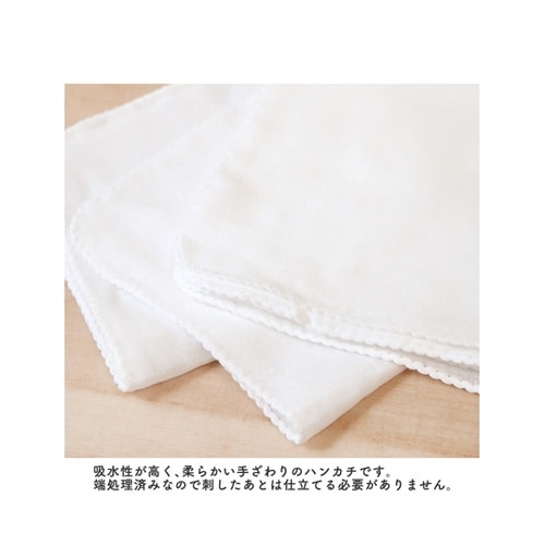 手芸用トリプルガーゼハンカチ 白 約25