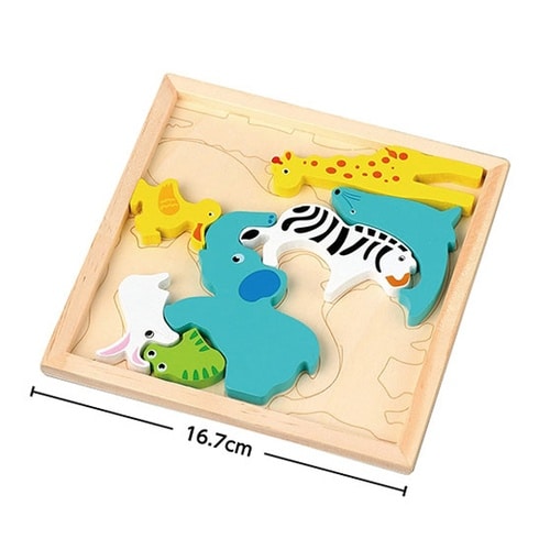 木製四角パズル どうぶつ 1袋(10個入