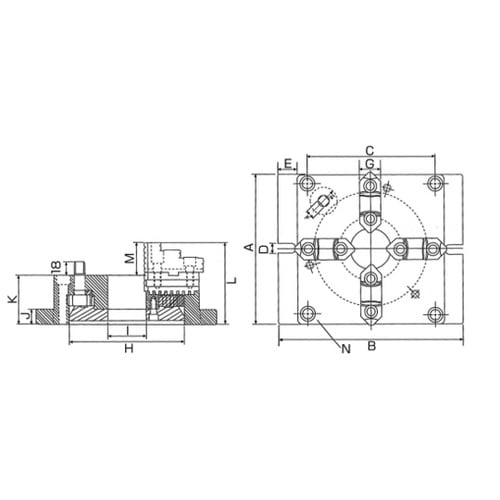 薄型フライスチャック4爪タイプ VMJ−