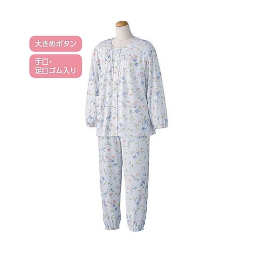 大きめボタンプチサイズパジャマサックス