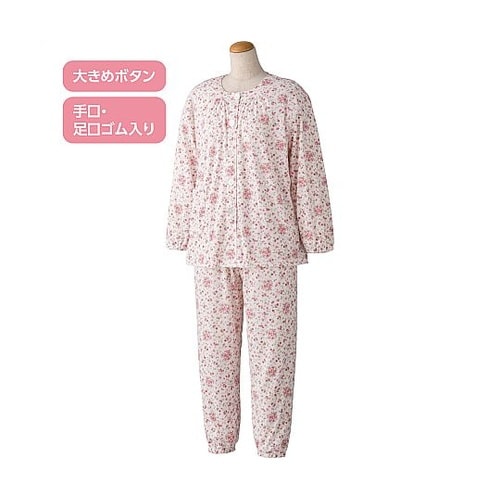大きめボタンプチサイズパジャマピンク L