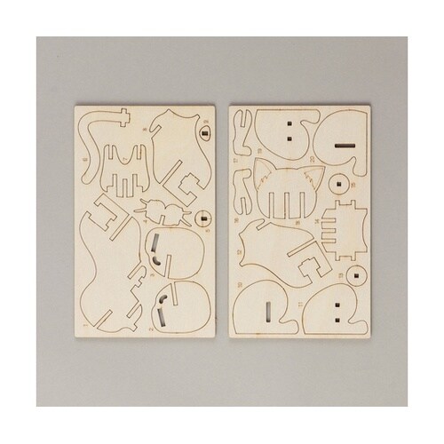 木製3Dパズル ネコ 58726