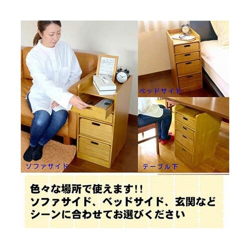 天然木桐材の軽量トレイワゴン幅30cm