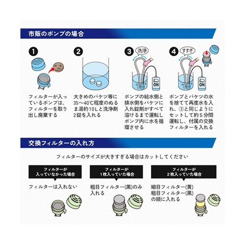 風呂水ポンプ用の洗剤とフィルター 101