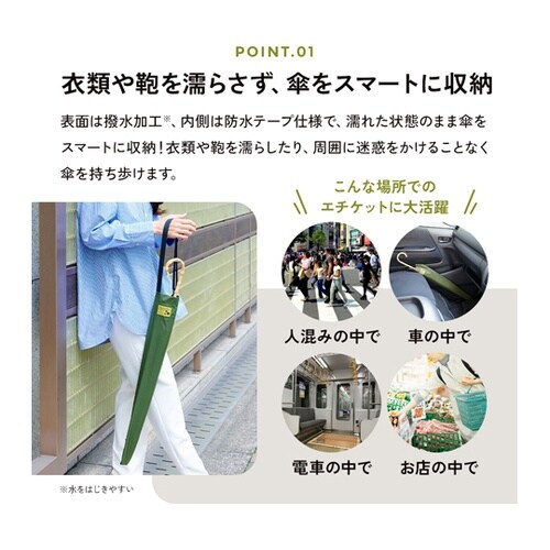 手の平サイズに畳める傘ケース カーキ 1