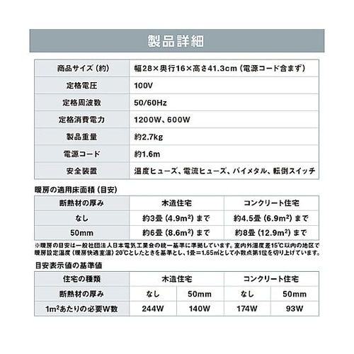 AC100V/1200W セラミックファ