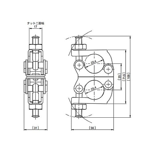 φ25.4mm 二連クランプ (直交)