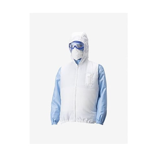 空調服フード付きアウターベスト 白 M