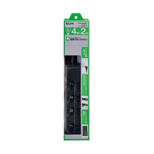 ランプレスSW付タップ 4P 2M 黒