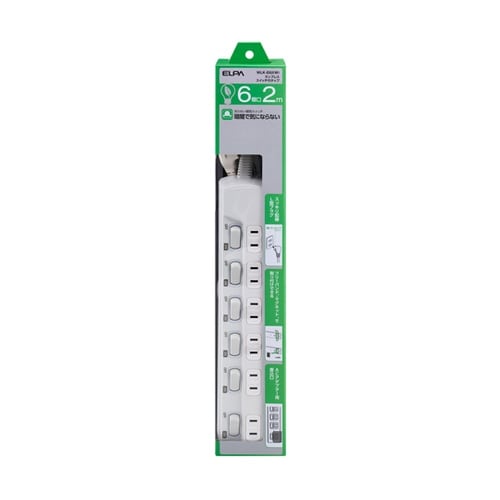 ランプレスSW付タップ 6P 2M ホワ