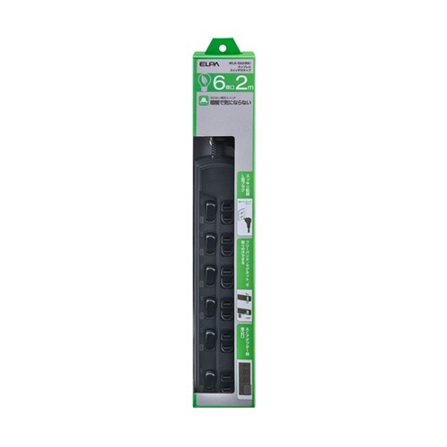 ランプレスSW付タップ 6P 2M黒 W