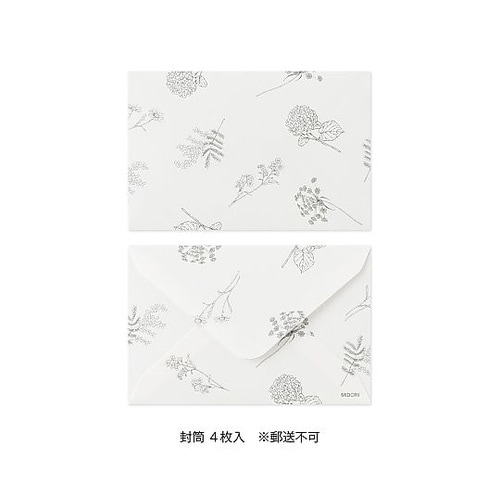 カードセット<名刺サイズ> 花色和紙 白