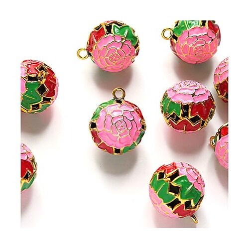 花鈴 牡丹鈴 ピンク×緑 小サイズ 直径