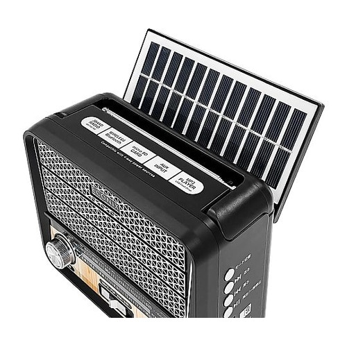 LEDライト付 レトロ風ポータブルラジオ