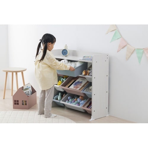 天板付きキッズトイハウスラック ホワイト