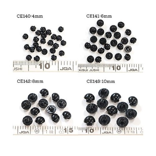 目玉ボタン 裏穴タイプ 4mm 黒 14