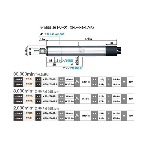 ストレートエアーモータースピンドル(78