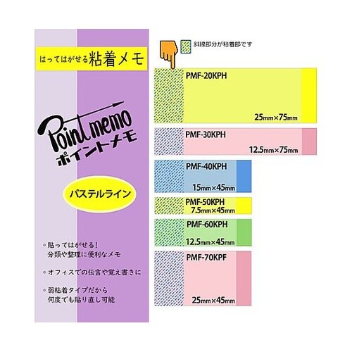 ふせん ポイントメモ パステルライン 1