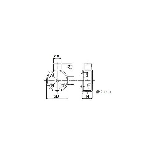 露出丸ボックス直角2方出 LT22BR2