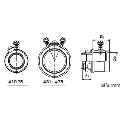 電線管防水ねじなしコネクタ ZWBE19
