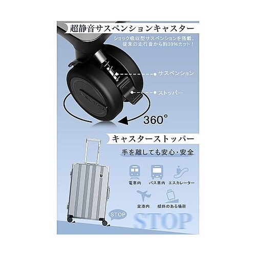 スーツケース 耐衝撃・ストッパー付静音キ