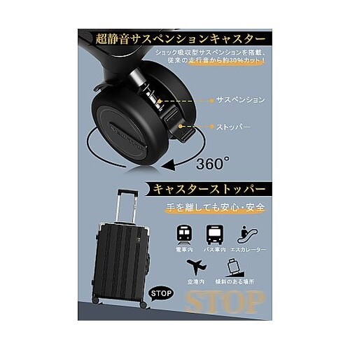 スーツケース 耐衝撃・ストッパー付静音キ
