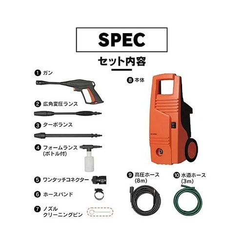 AC100V/1.3kW 高圧洗浄機 E