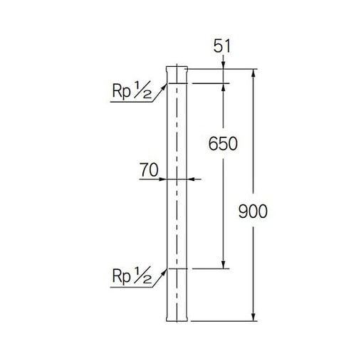 Rp1/2” 水栓柱(70角/横給水)