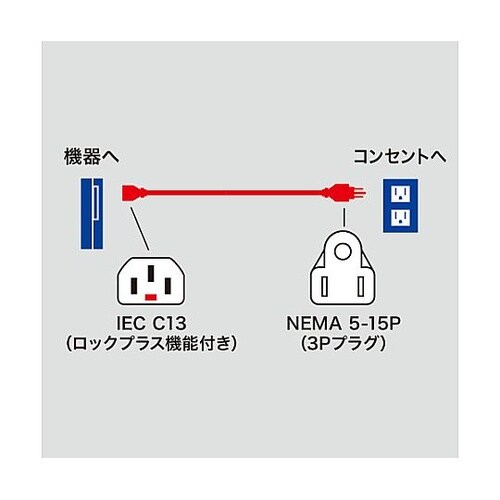 125V/15Ax2m 電源コード(コン