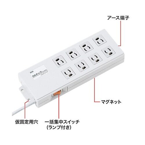 2m/8口3P タップ(ノイズフィルタ/