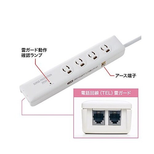 125V/15Ax2m タップ(4口/電