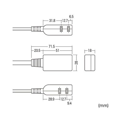 125V/15Ax0.2m モバイルタッ