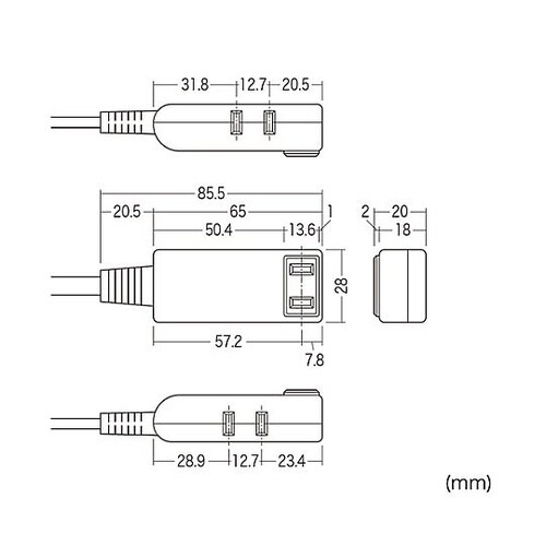 125V/15Ax1m モバイルタップ(