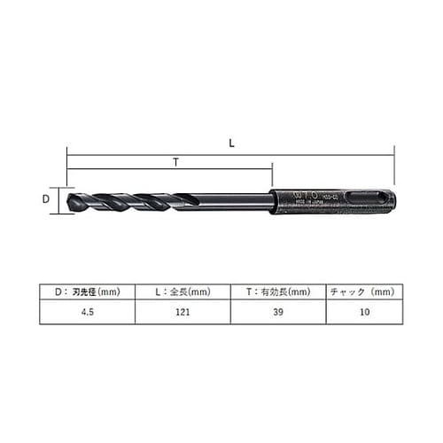 4.5x121mm 鉄工用ドリル(SDS