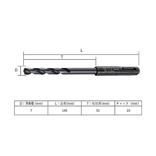 7.0x140mm 鉄工用ドリル(SDS