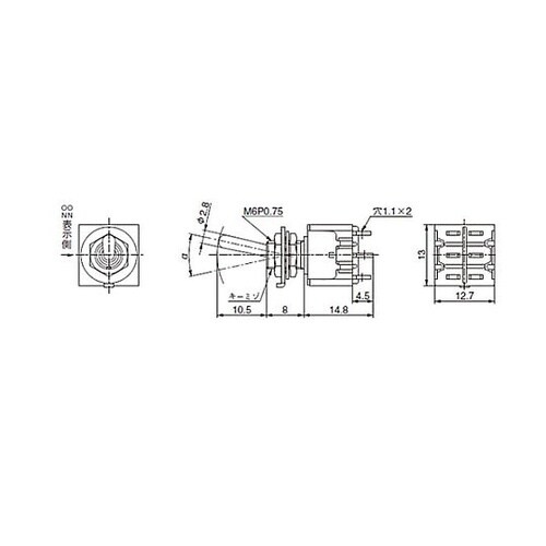 125V/6A 2極双投/トグルスイッチ