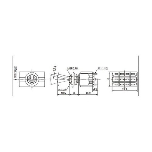 125V/4A 4極双投/トグルスイッチ