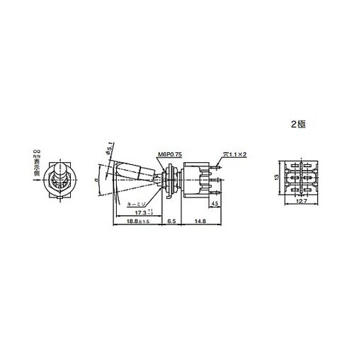 125V/6A 2極双投トグルスイッチ(