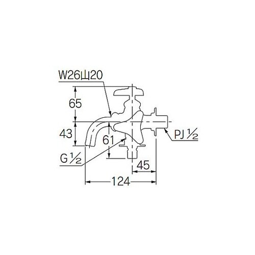 PJ1/2” 洗濯機用双口横水栓 EA4