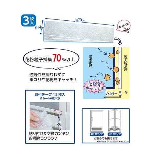 お風呂のドア通気口フィルター 1袋(3枚