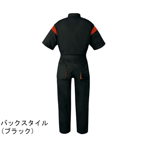 半袖ツナギ服 5L ブラック 180g/