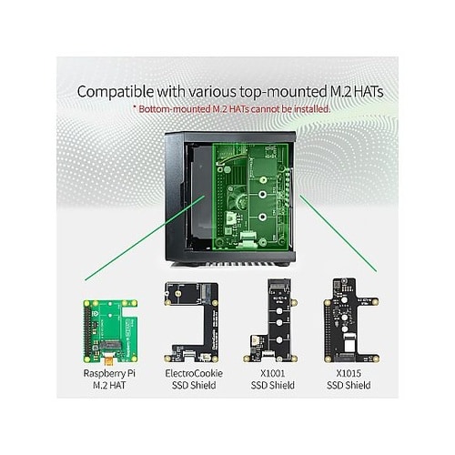 ラズパイ5用 ミニPCケース 黒 EC−