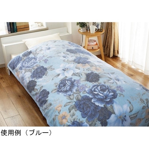 泉大津産 花柄おぼろ調プリントタオルケッ