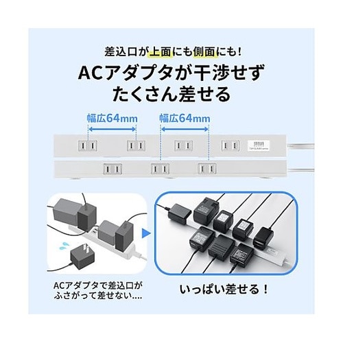 AC125V/15Ax2m タップ(8口
